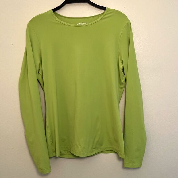 LANDS END Women’s UPF 50 Long Sleeve Sun Protection Rash Guard, Lime- Small - Picture 1 of 7
